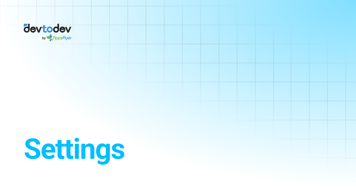 Settings | Documentation | devtodev